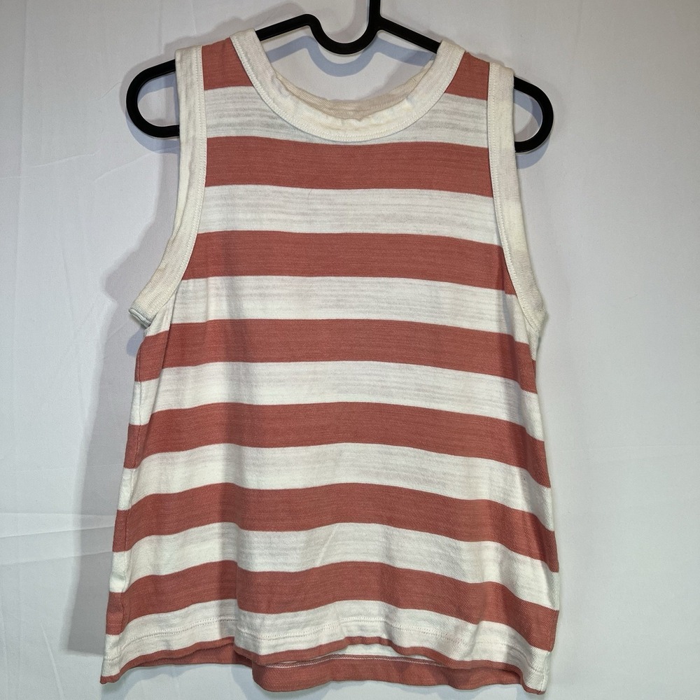 Loft Women's Size Small Tank Peach Orange Red White Striped Sweater sleeveless